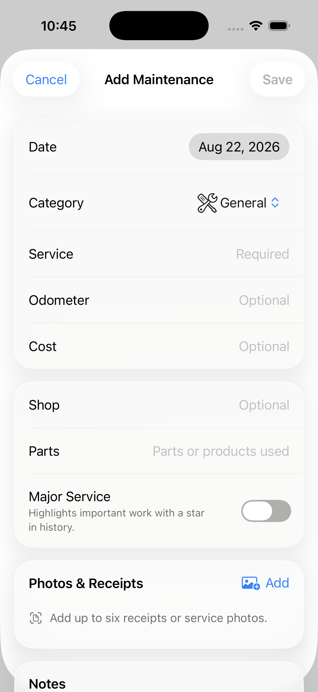 Gearlog service log